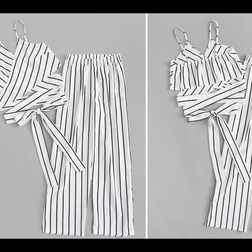 2 piece cropped pants suit